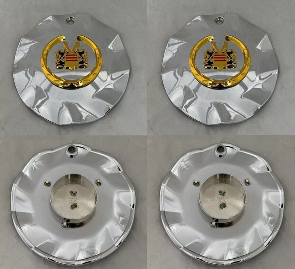 4 PACK VOGUE STARDUST COP61C A115 GOLD WREATH CREST CHROME WHEEL RIM CENTER CAP