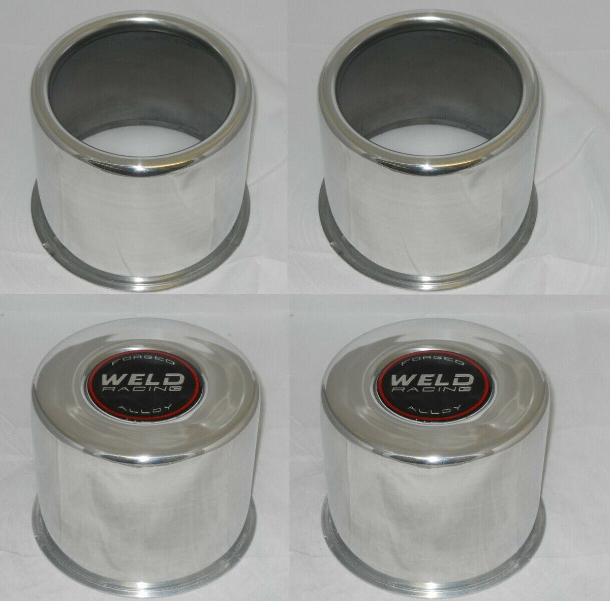 (2) OPEN (2) CLOSED 4x4 WELD ALUMINUM WHEEL RIM CENTER CAPS FITS 5.15 ...