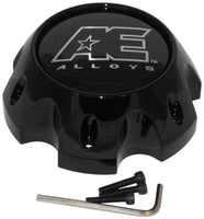 EAGLE AE ALLOYS 3312 GLOSS BLACK WHEEL RIM CENTER CAP WITH INSTALLATION SCREWS