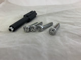 4 - CHROME FLAT SEAT SCREW BOLT CENTER CAP LOCKS 8MM THREAD 45MM LENGTH WITH KEY