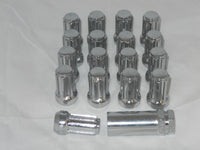 12X1.5 CHROME ACORN SEAT TUNER 7 SPLINE LOCK LUG NUT SET OF (16) AND (1) KEY