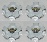 (4) CHROME 3D LOGO FLAGS 2000-2004 CORVETTE Z06 C5 RIM WHEEL CHROME CENTER CAPS