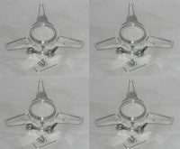 4 POLISHED ALUMINUM SPINNER TRIBAR KNOCKOFF WHEEL RIM CENTER CAP 5 DOG EAR BASE