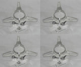 4 POLISHED ALUMINUM SPINNER TRIBAR KNOCKOFF WHEEL RIM CENTER CAP 5 DOG EAR BASE