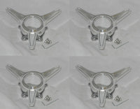 4 POLISHED ALUMINUM SPINNER TRIBAR FITS COYS SHOWWHEELS BG WHEEL RIM CENTER CAPS