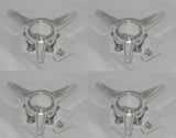 4 POLISHED ALUMINUM SPINNER TRIBAR FITS COYS SHOWWHEELS BG WHEEL RIM CENTER CAPS