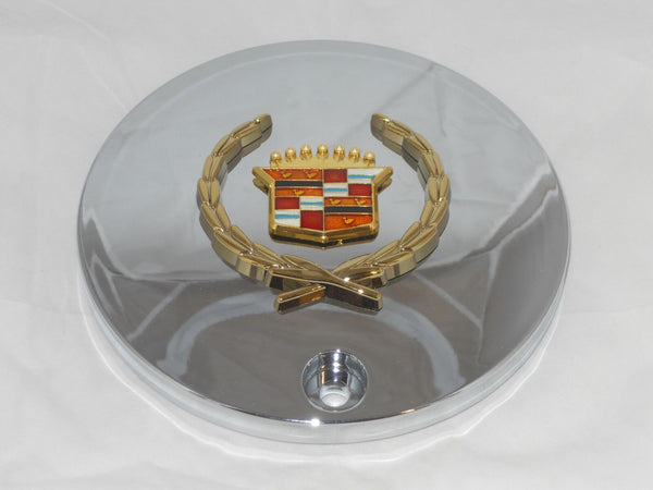 GOLD CADILLAC WREATH CREST 991-0225 899068 CHROME WHEEL RIM CENTER CAP