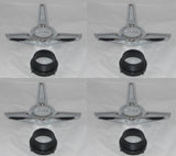 4 - BOSS 338 SPINNERS + WHEEL RIM ADAPTERS FOR 3271 CENTER CAPS *SEE DESCRIPTION