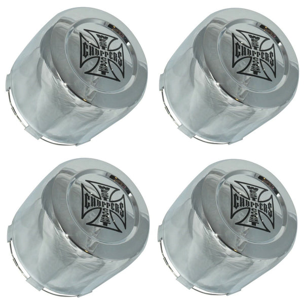 4 CAP DEAL JESSE JAMES WIDOW I-BEAM 8 LUG 1001-29 CHROME WHEEL RIM CENTER CAPS