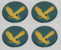 4 TEAL - 2.75" 70mm DIAMETER EAGLE BIRD LOGO WHEEL RIM CENTER CAP ROUND STICKER