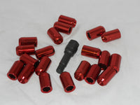 20 - RED VANADIUM 1/2"-20 TUNER 6 HEX WHEEL RIM ACORN SEAT LUG NUTS WITH 1 KEY