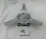 1 CHROME ALUMINUM AMERICAN RACING WHEEL RIM CENTER CAP SPINNER TRI BAR KNOCKOFF