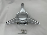 1 CHROME ALUMINUM AMERICAN RACING WHEEL RIM CENTER CAP SPINNER TRI BAR KNOCKOFF