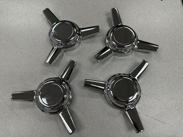 4 - THREADED MOUNT SPINNER TRIBAR KNOCKOFF ONLY NO BASES WHEEL RIM CENTER CAPS