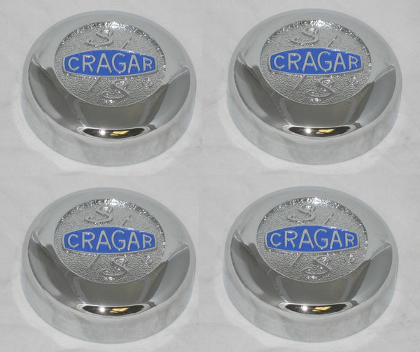 4 CAP DEAL CRAGAR S/S CHROME BLUE WHEEL RIM CENTER CAPS 09090 / 06060 SET NEW