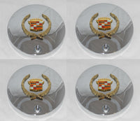 SET OF 4 CADILLAC GOLD LOGO 991-0225 899068 CHROME WHEEL RIM CENTER CAP