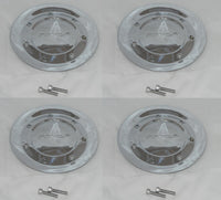 4 CAP DEAL MC2 FORGED CHROME METAL 7" DIAMETER WHEEL RIM CENTER CAPS WITH SCREWS