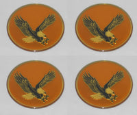 4 - GOLD BIRD EAGLE LOGO WHEEL RIM CENTER CAP ROUND STICKER 1-15/16" 49MM DIA