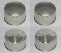 2 OPEN 2 CLOSED 4x4 EAGLE SHORT STAINLESS STEEL WHEEL RIM CENTER CAPS 4.25" BORE