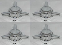 TRI-BAR SPINNER CHROME WHEEL RIM CENTER CAPS ADJUSTABLE BORE DIA 3.05" TO 3.30"